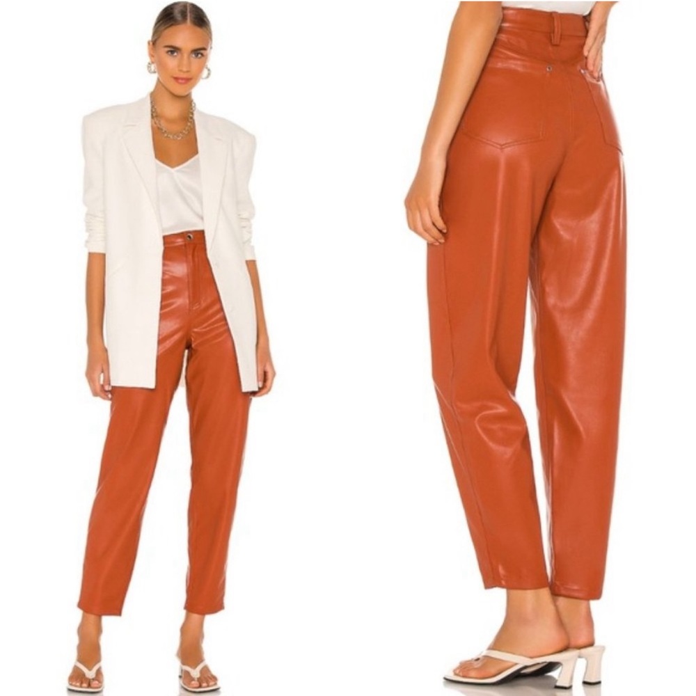 NWT WeWoreWhat‎ Dani Vegan Leather Boyfriend Burnt Orange Dress Pants